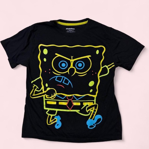 Nickelodeon Other - Nickelodeon SpongeBob SquarePants Neon Graphic T-Shirt Black Mens Medium